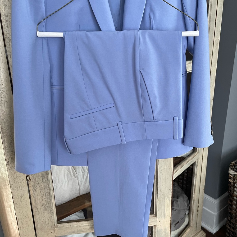 J.Crew Parke Blazer 2 Cameron Ankle Pant 6 Italian Stretch Wool Blue Orchid